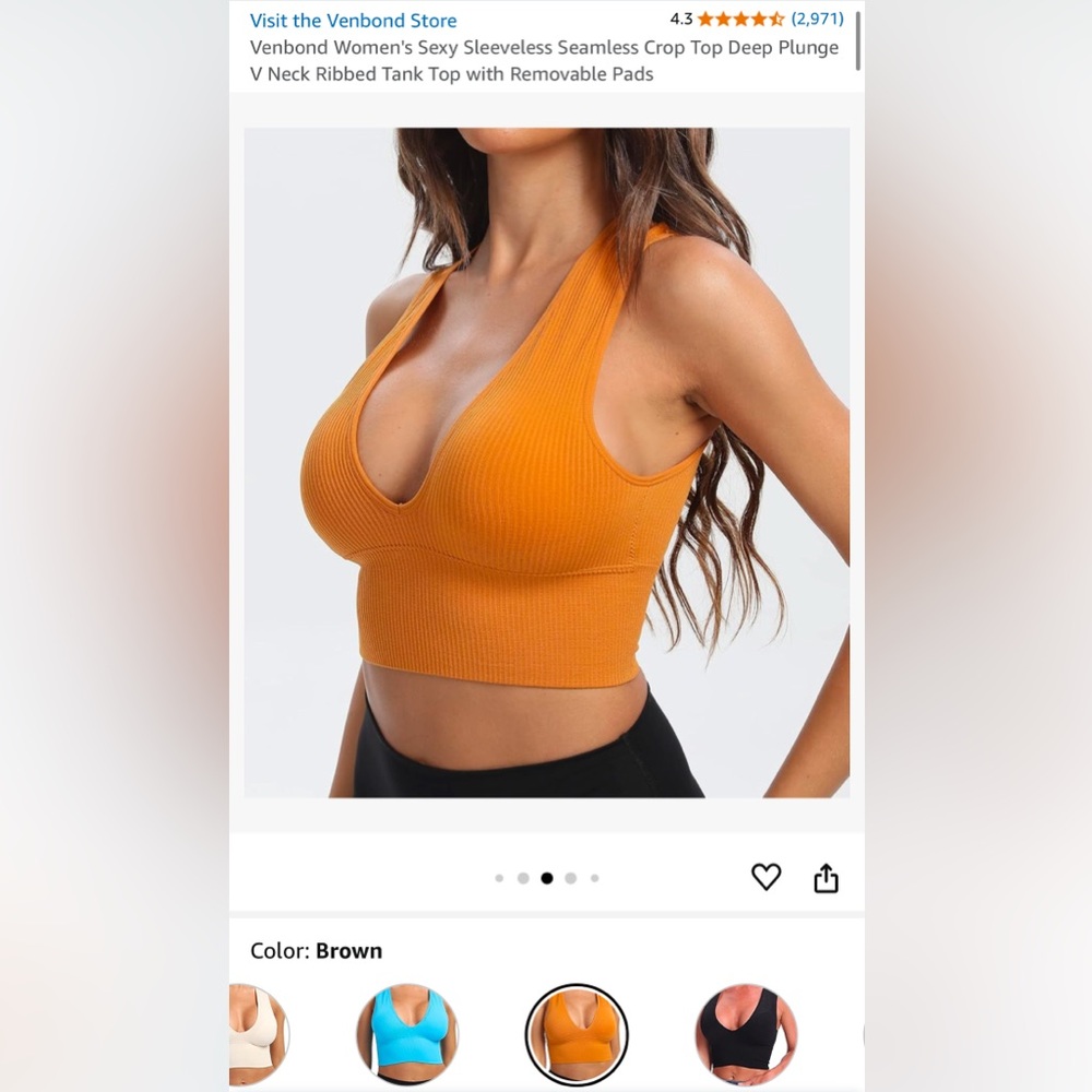 Venbond Women's Sexy Crop Top Deep Plunge Size XS - Picture 6 of 7